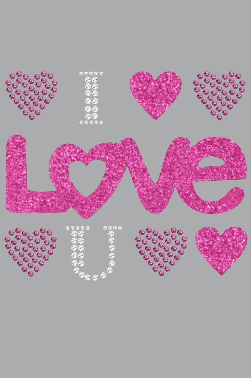 I Love You Pink Glitter - Womens T-shirt