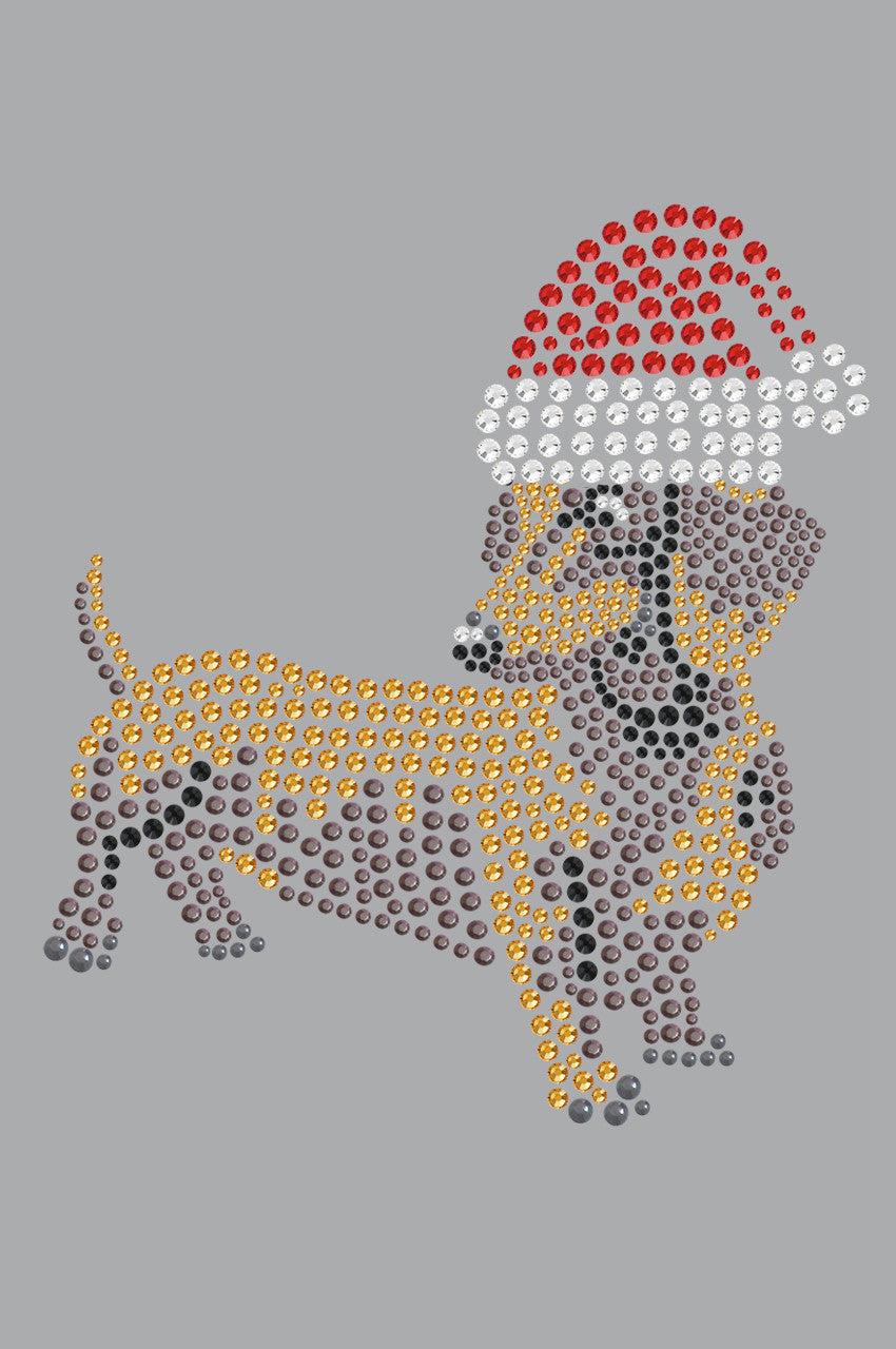 Dachshund 2 with Santa Hat - Womens T-shirt