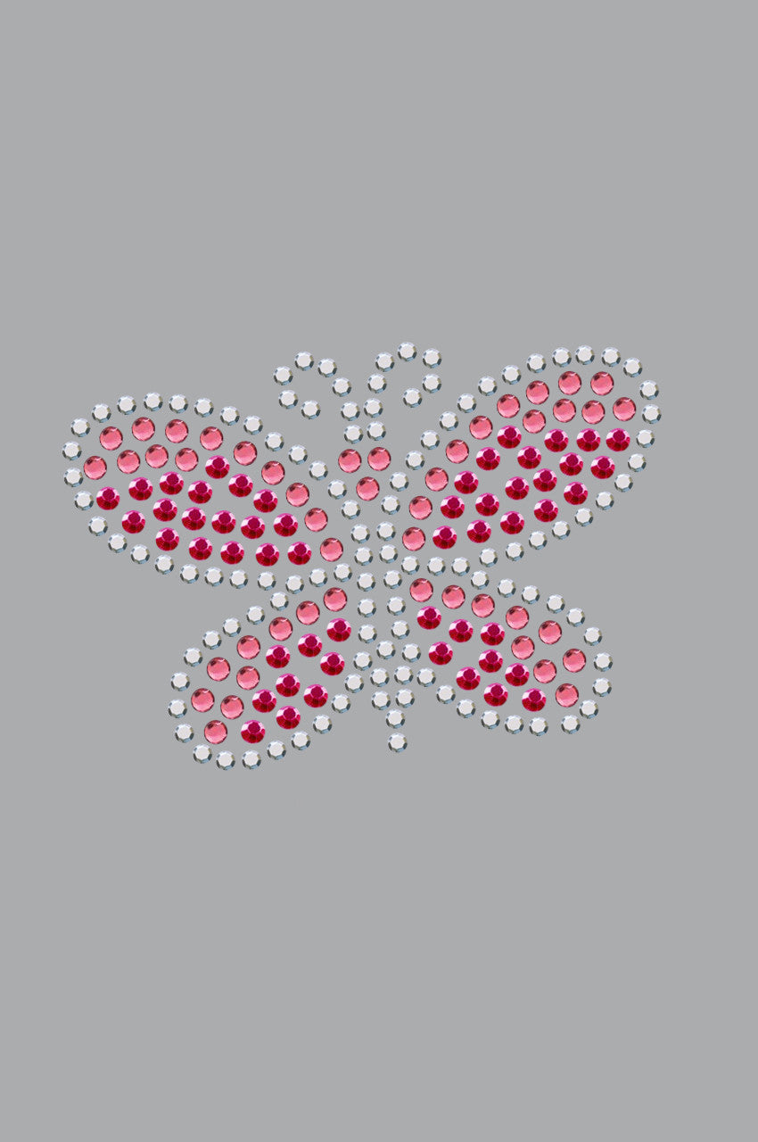 Pink Austrian crystal Rhinestone & Rhinestud Butterfly - Womens T-shirt