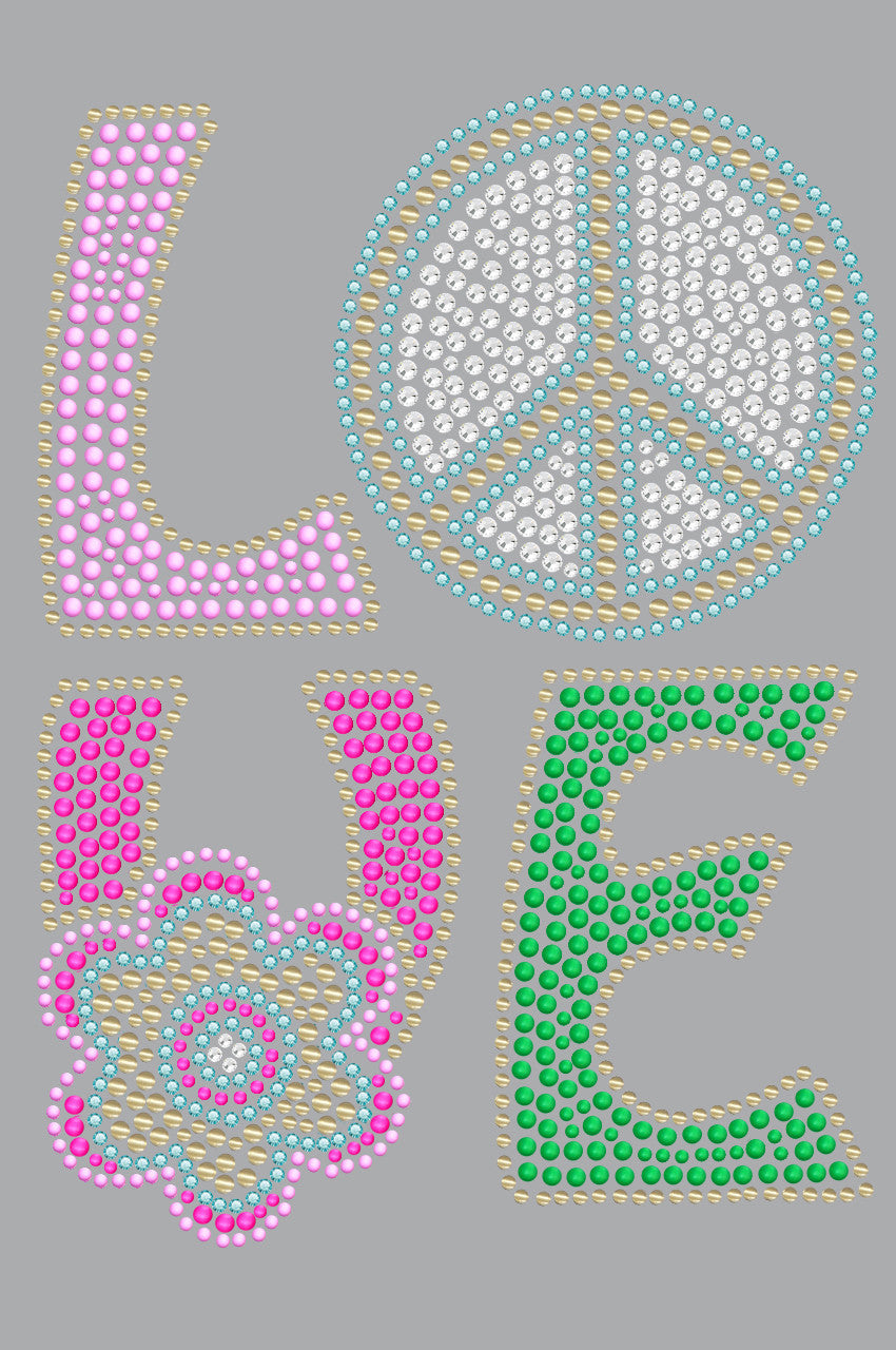 Love with Peace Sign & Flower - Womens T-shirt