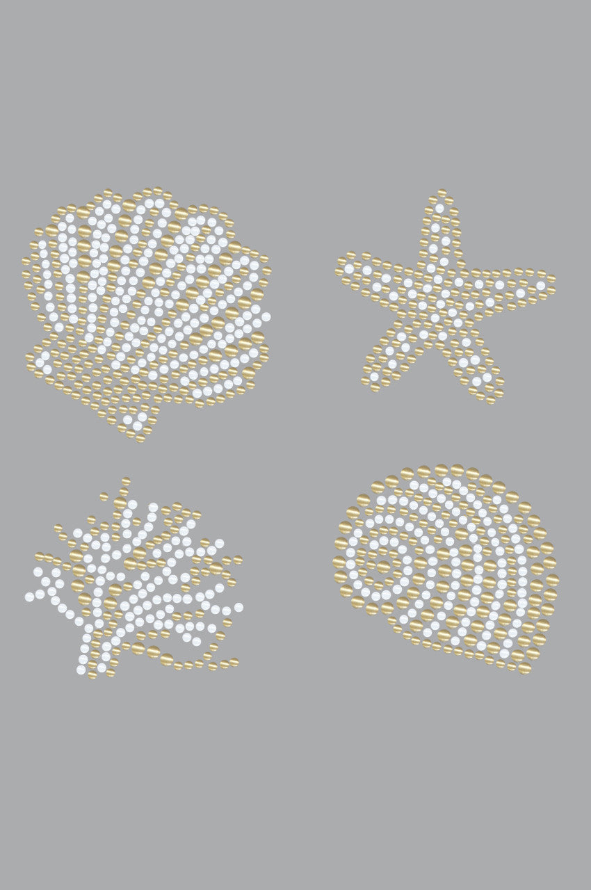 Gold & White Sea Shells - Bandanna
