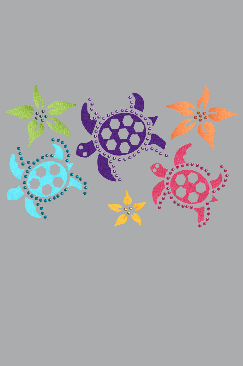 Satin Sea Turtles with Flowers - Bandanna