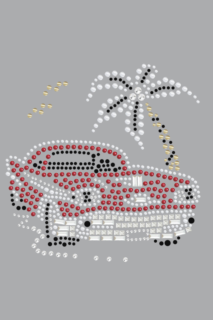 Car with Palm Tree (Red) - Women's T-shirt