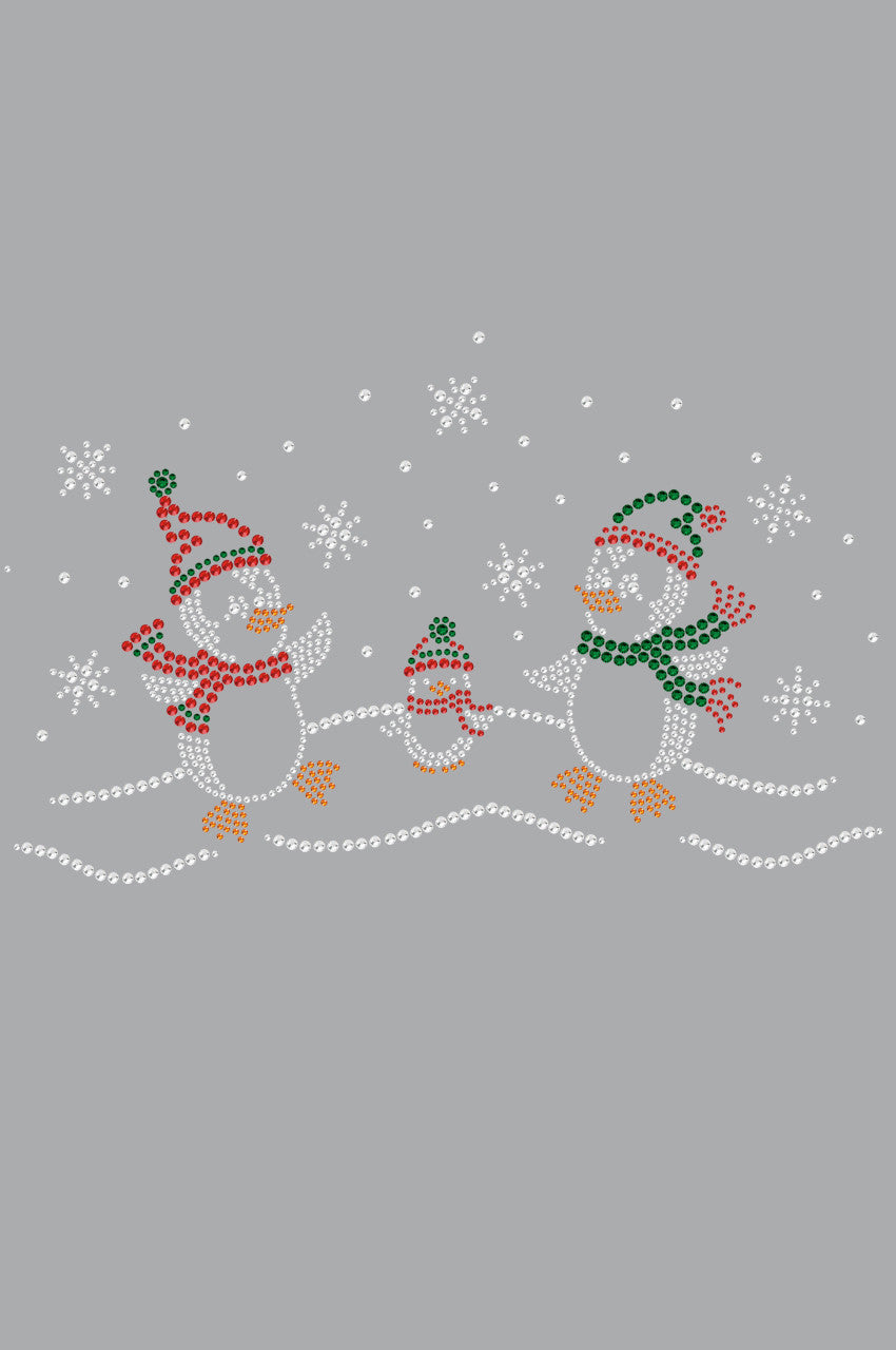 Penguin Family with Snowflakes - Womens T-shirt