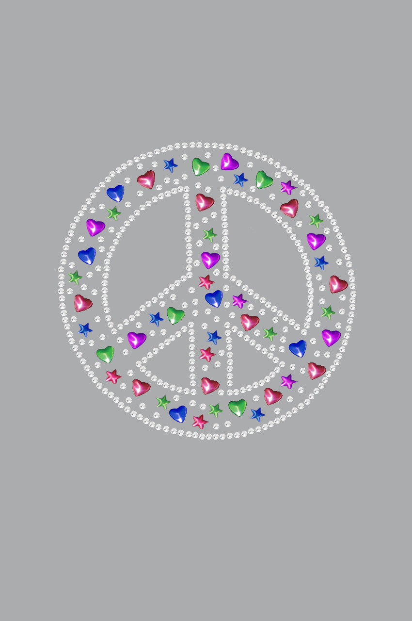 Peace Sign with Stars & Hearts - Womens T-shirt
