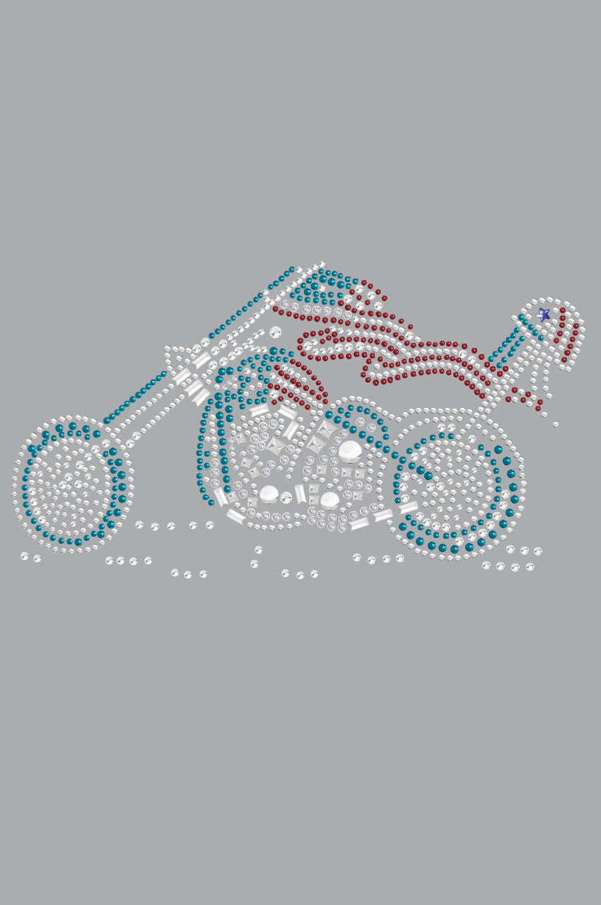 Motorcycle - Red, White, & Turquoise - Womens T-shirt