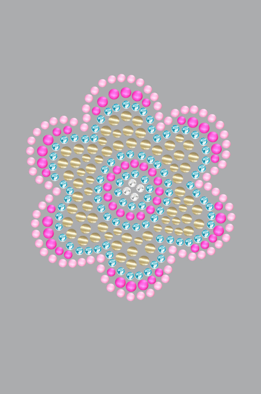 Multicolor Nailhead Flower - Womens T-shirt