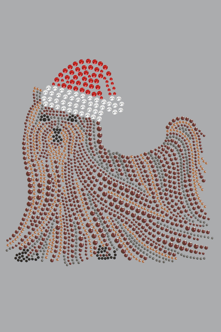 Yorkie with Santa Hat - Womens T-shirt
