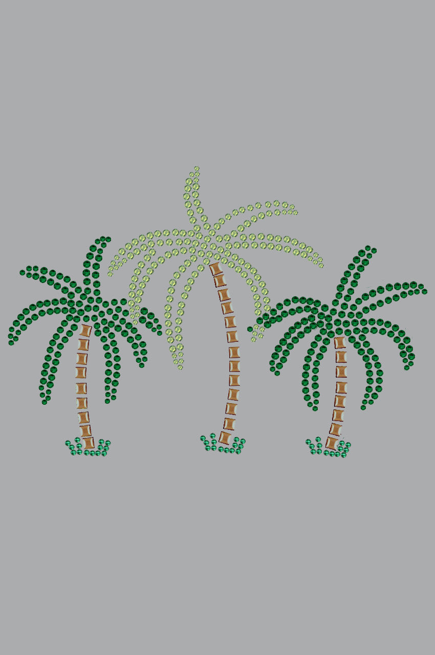 Palm Trees (Green Rhinestones) - Womens T-shirt