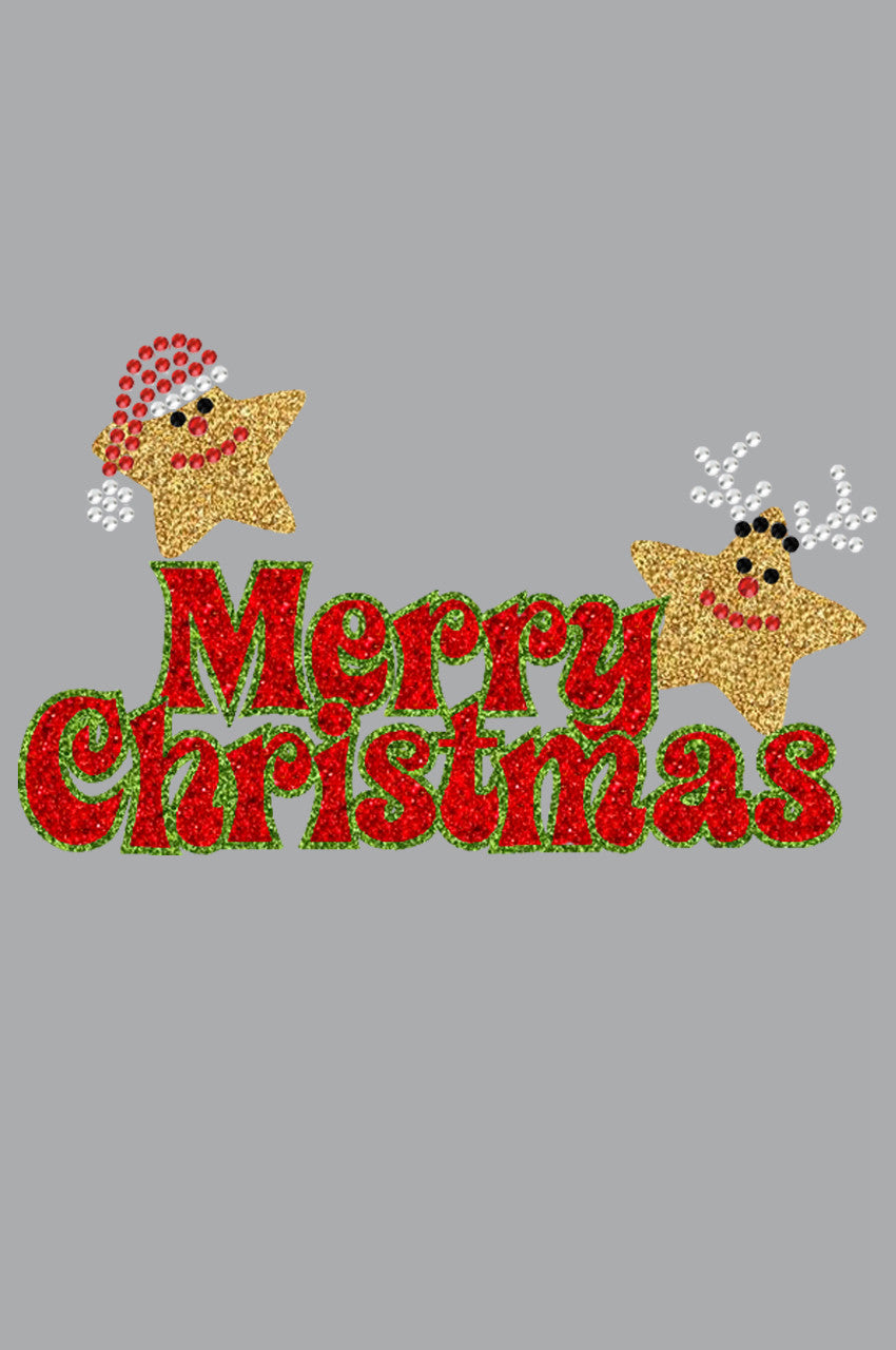 Merry Christmas Glitter Stars - Womens T-shirt
