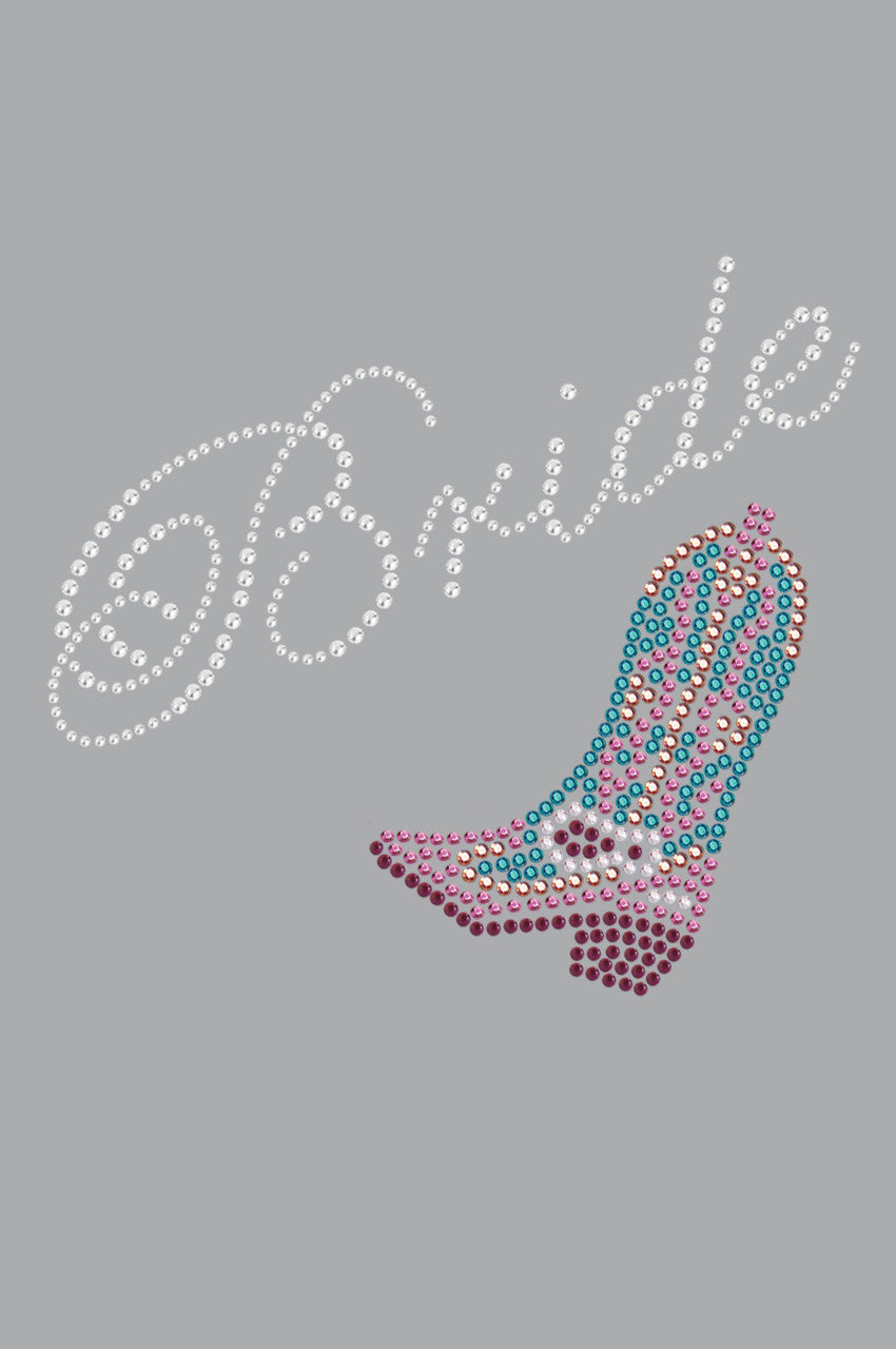 Bride with Pink/Turquoise Cowboy Boot- Womens T-shirt