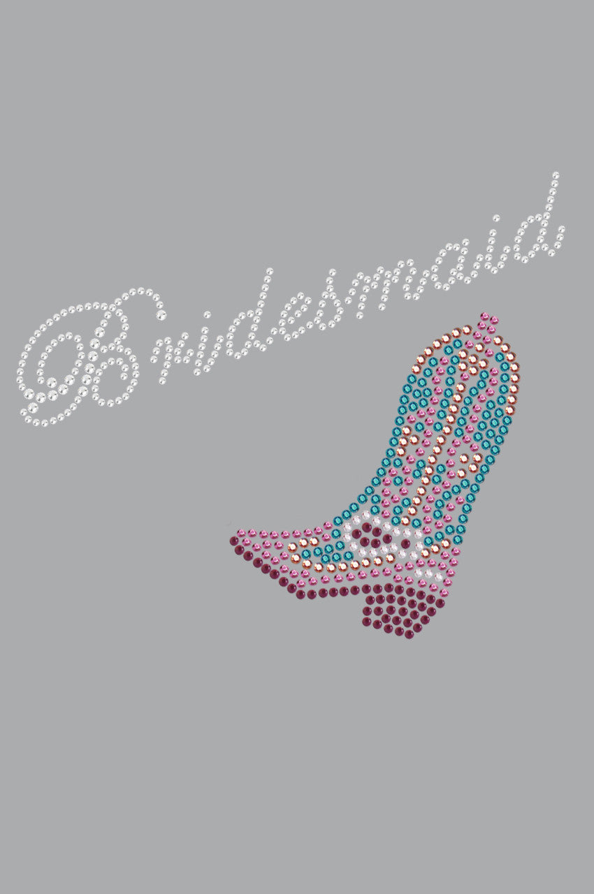Bridesmaid with Pink/Turquoise Cowboy Boot- Womens T-shirt