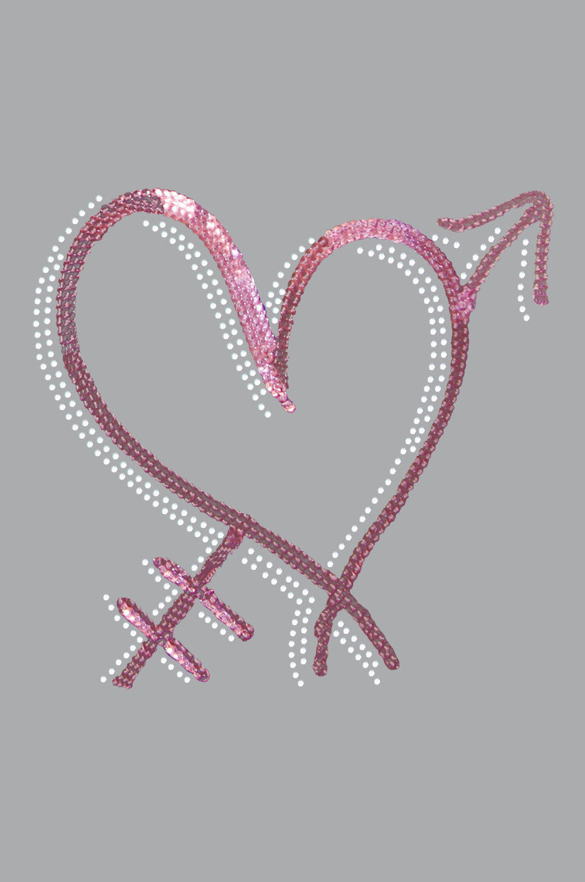 Pink Sequin Heart with Arrow - Women's T-shirt