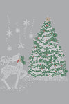 Christmas Tree with Reindeer - Womens Tee