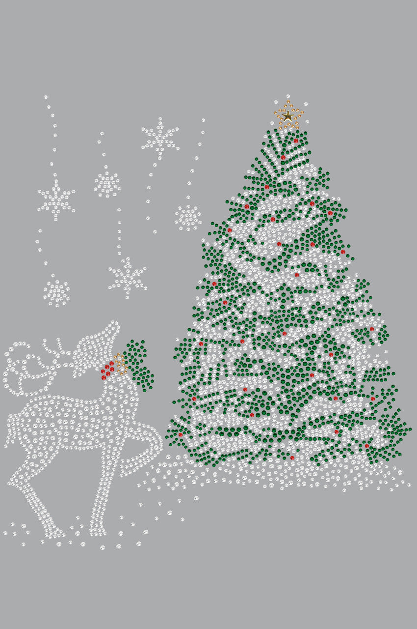 Christmas Tree with Reindeer - Womens Tee