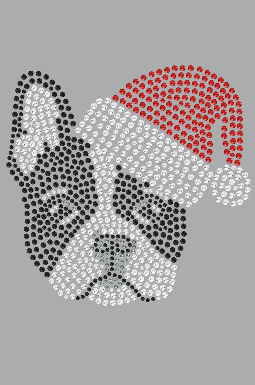Boston Terrier with Santa Hat - Womens T-shirt