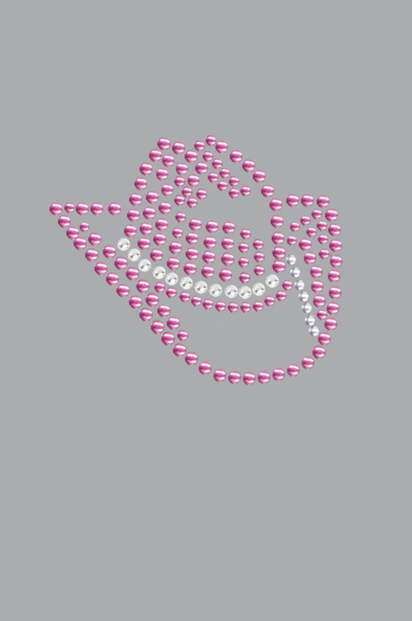 Pink Austrian crystal Cowgirl Hat - Womens T-shirt
