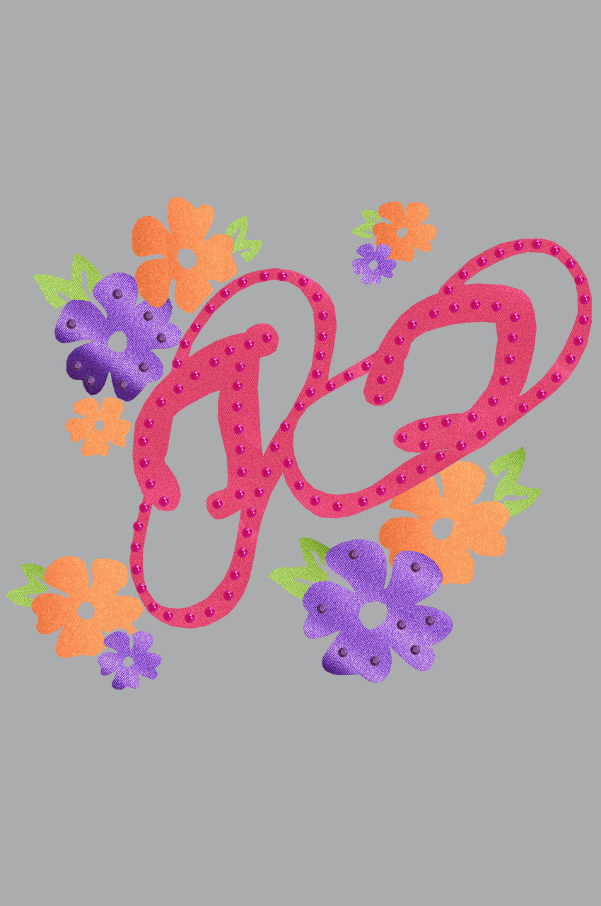 Satin Flip Flops with Flowers - Women's T-shirt