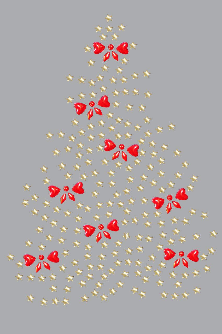Gold Christmas Tree with Red Bows - Womens T-shirt