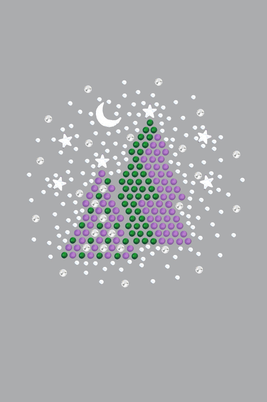 Purple & Green Christmas Trees with Austrian crystal Snowflakes - Women's T-shirt