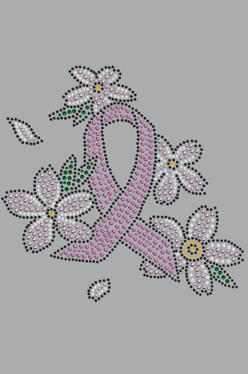 Pink Ribbon with Flowers - Bandanna