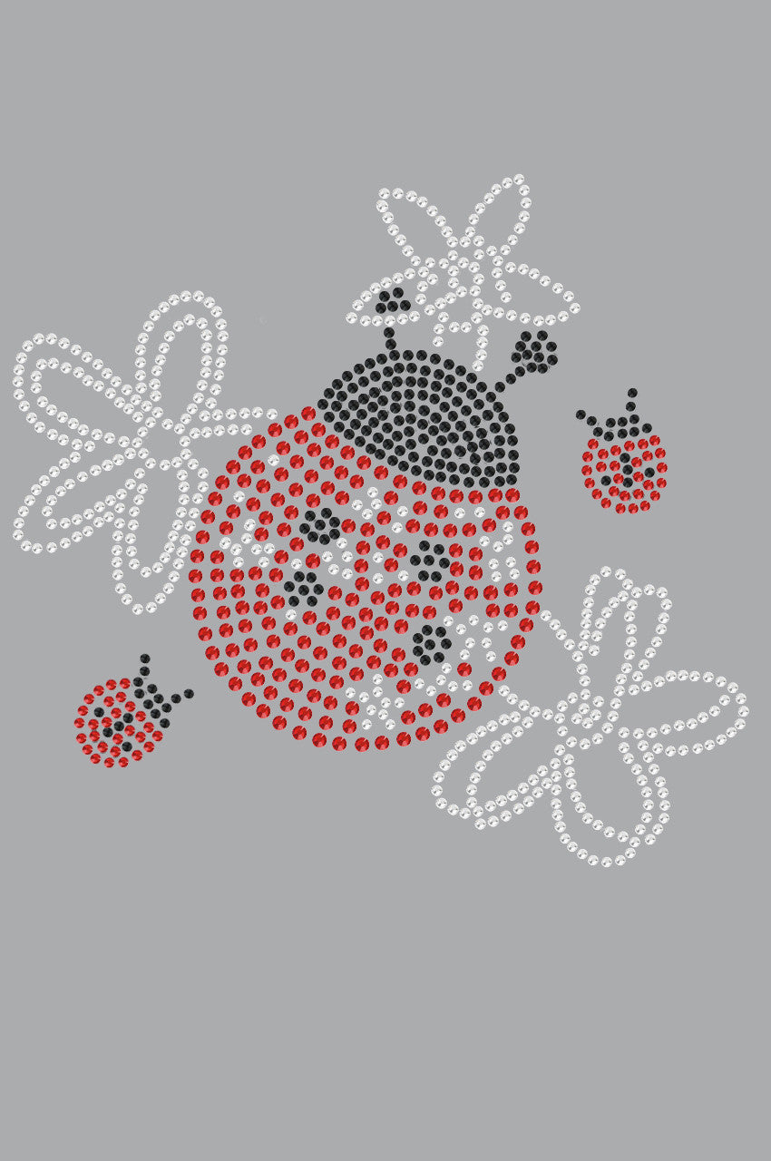 Large Lady Bug with Flowers - Womens T-shirt