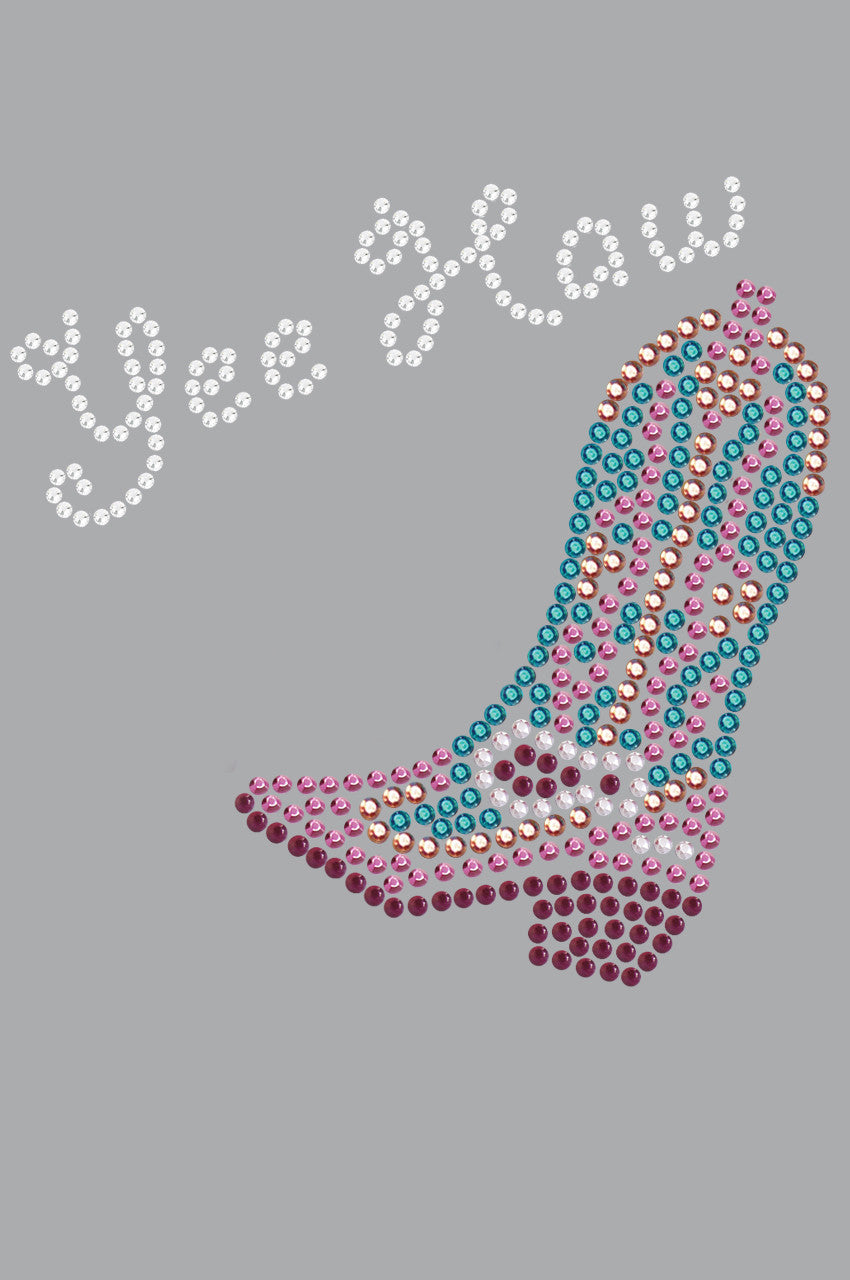 Boot (Pink & Turquoise) with Yee Haw - Womens T-shirt