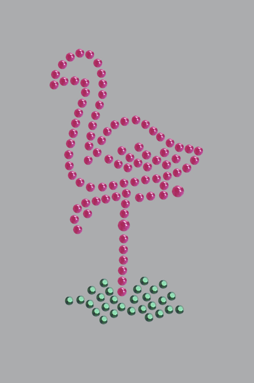 Pink Flamingo in Grass (Small) - Womens T-shirt