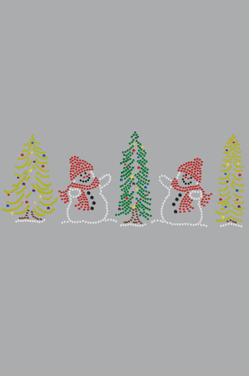 Two Snowmen in Trees - Womens T-shirt