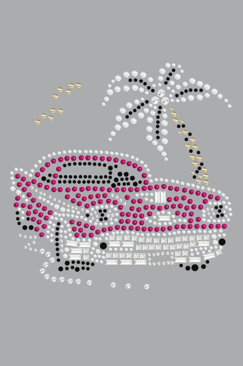 Car with Palm Tree (Pink) - Women's T-shirt