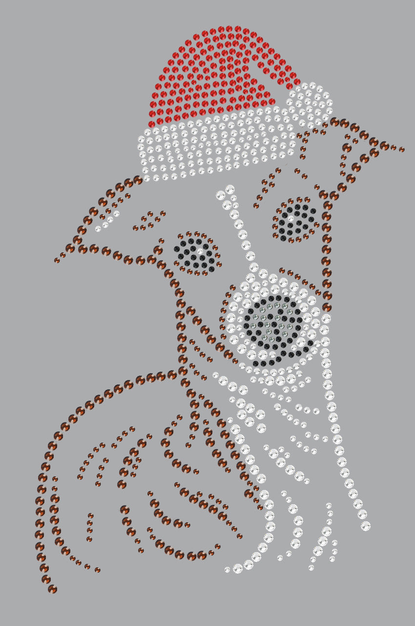 Italian Greyhound Face with Santa Hat - Womens T-shirt