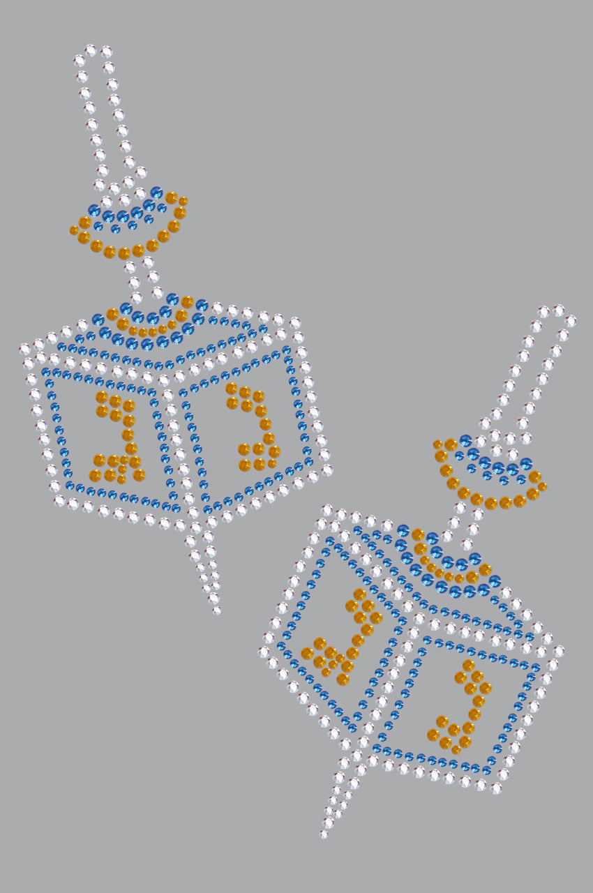 Dreidel - Large (Blue, Silver, & Gold) - Womens T-shirt