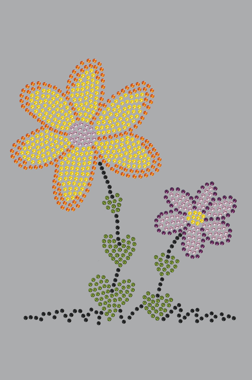 Orange & Purple Flowers - Womens T-shirt