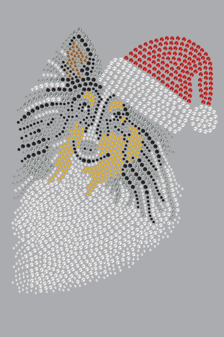 Sheltie Face (Tri Color) with Santa Hat - Womens T-shirt