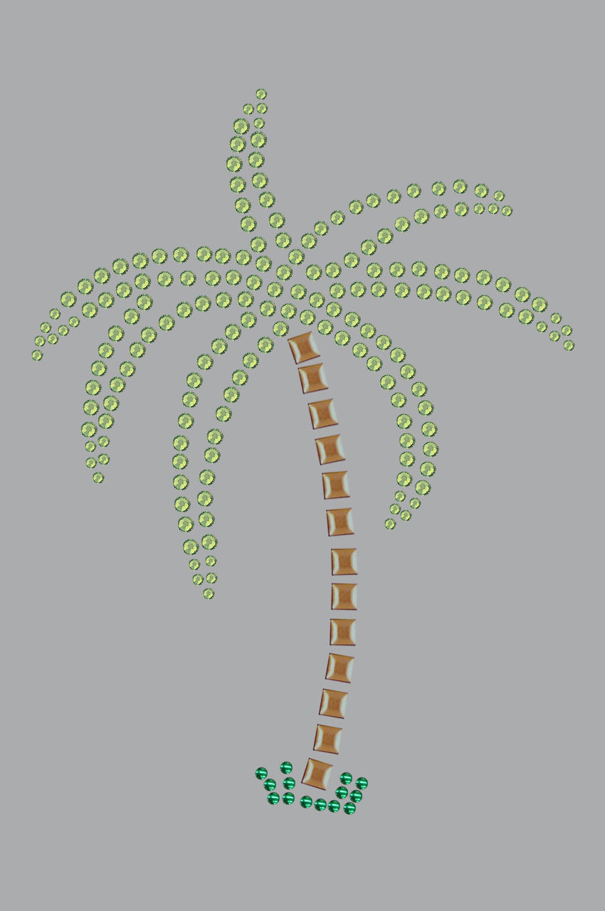 Palm Tree (Green Rhinestones) - Womens T-shirt
