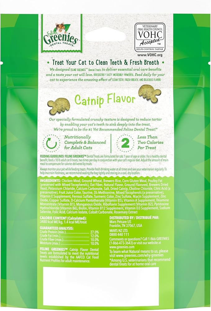 Greenies FELINE GREENIES Catnip Flavored Dental Treats | HT Animal Supply