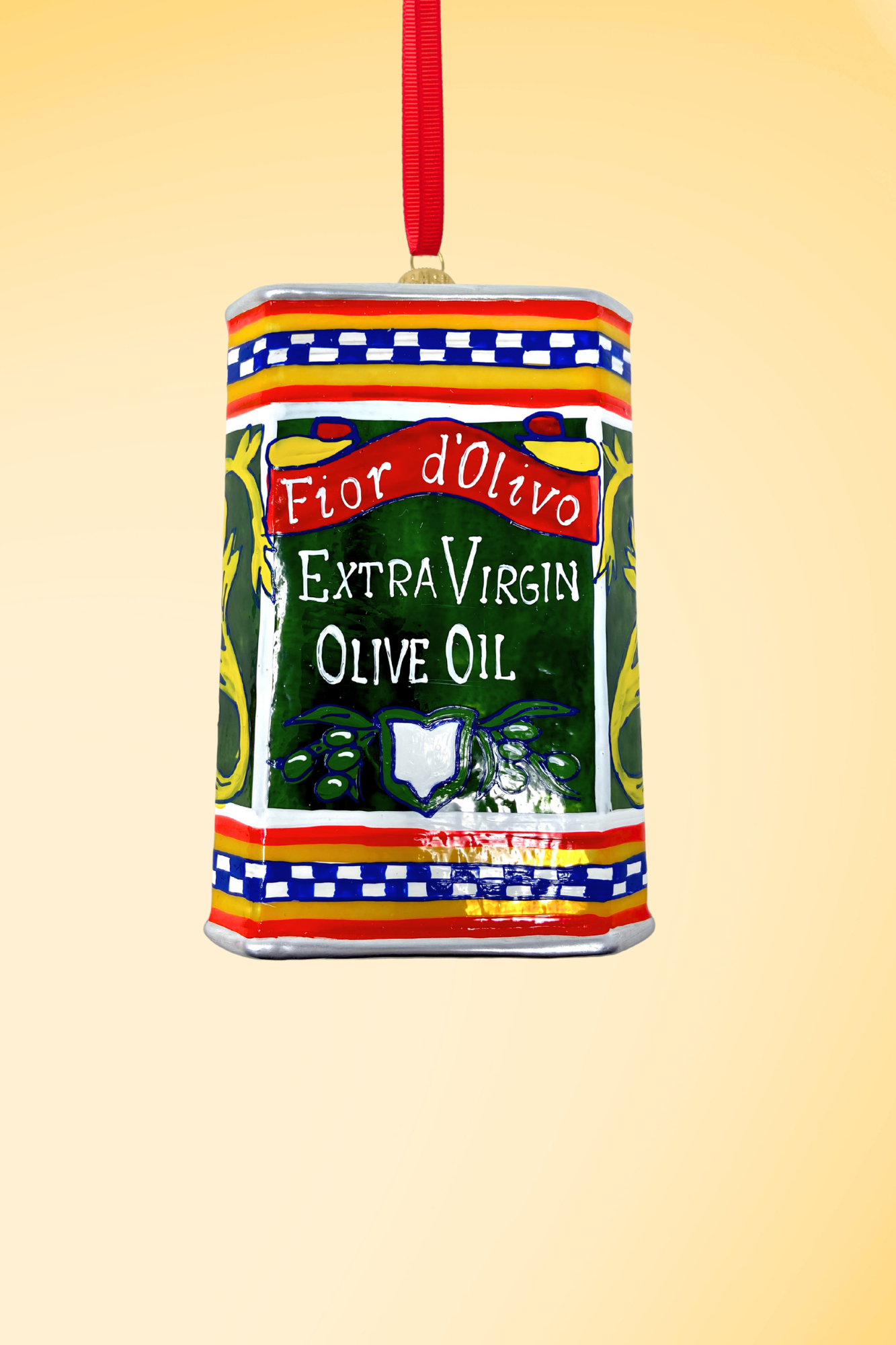 Extra Virgin Olive Oil Can Polish Glass Ornament