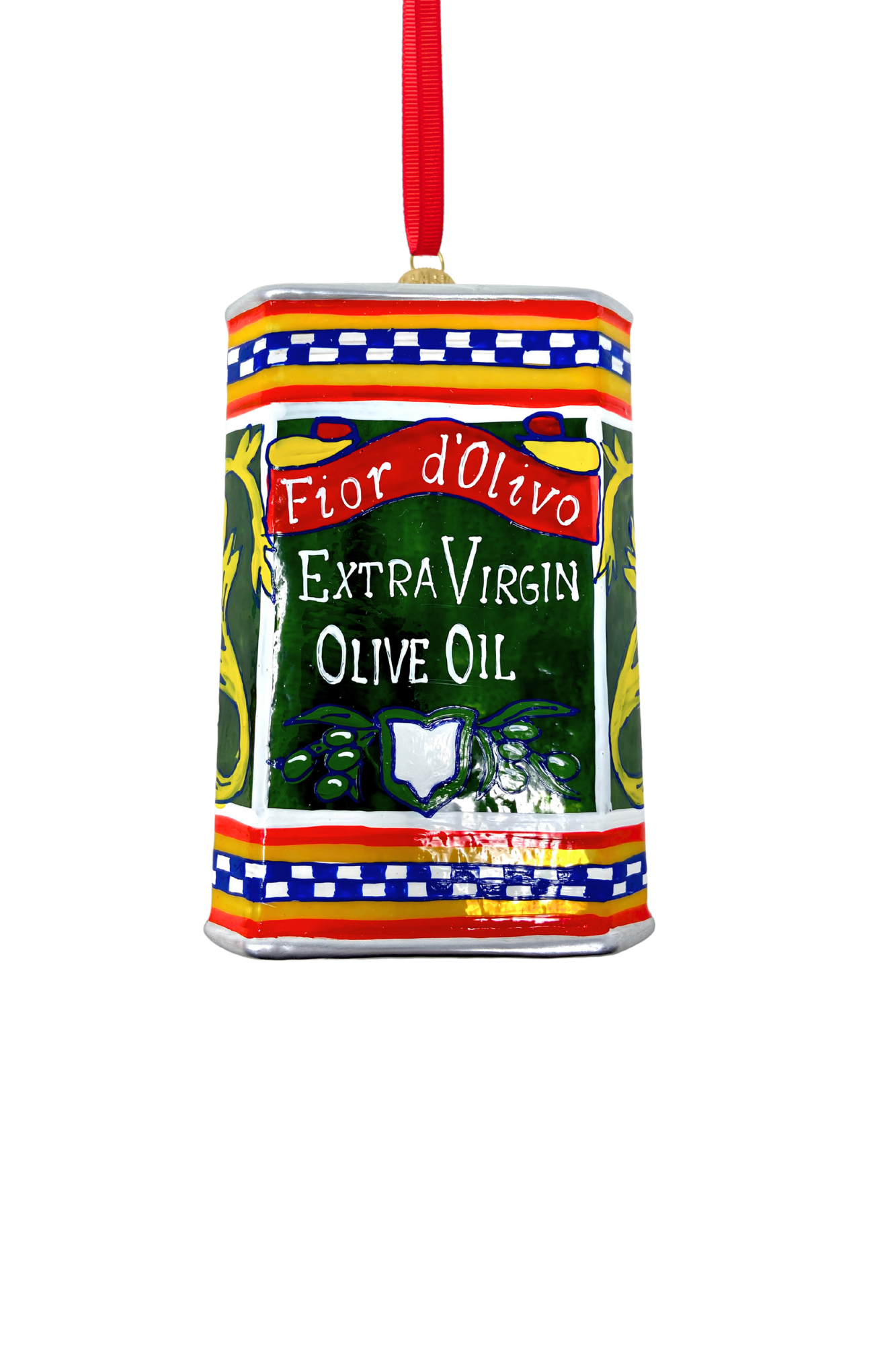 Extra Virgin Olive Oil Can Polish Glass Ornament