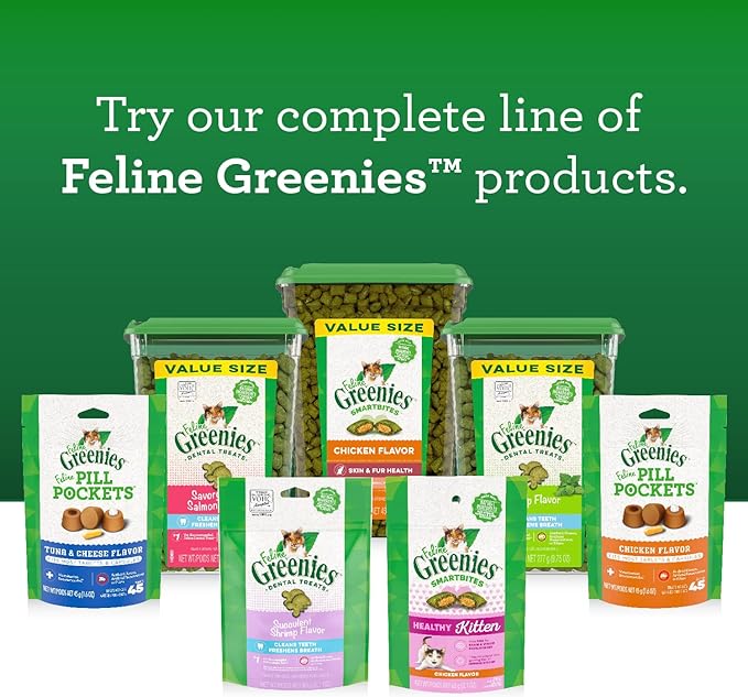 Greenies FELINE GREENIES Savory Salmon Flavored Dental Treats | HT Animal Supply
