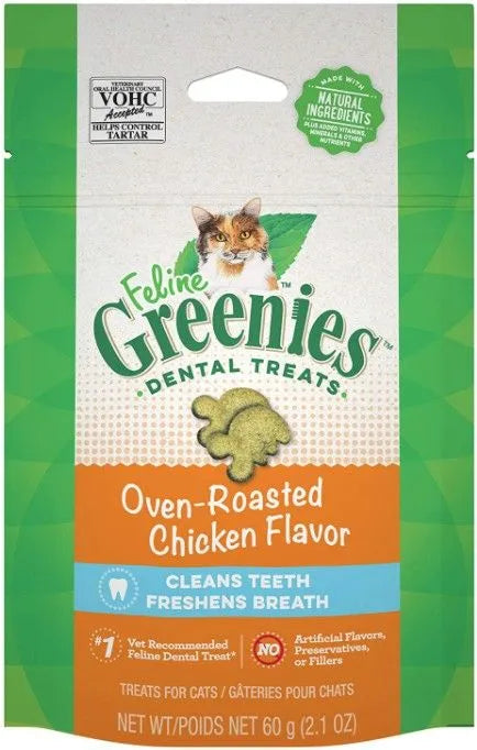 Greenies FELINE GREENIES Oven Roasted Chicken Flavored Dental Treats | HT Animal Supply