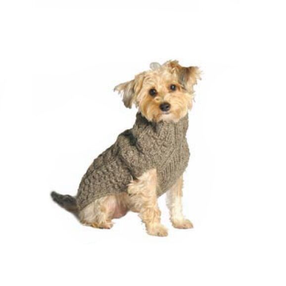 Chilly Dog Gray Cable Knit Wool Dog Sweater | HT Animal Supply
