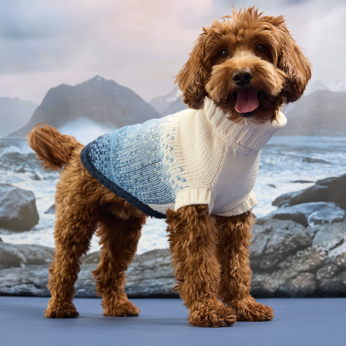 GF Pet Fisherman Knit Dog Sweater in Sailor Blue
