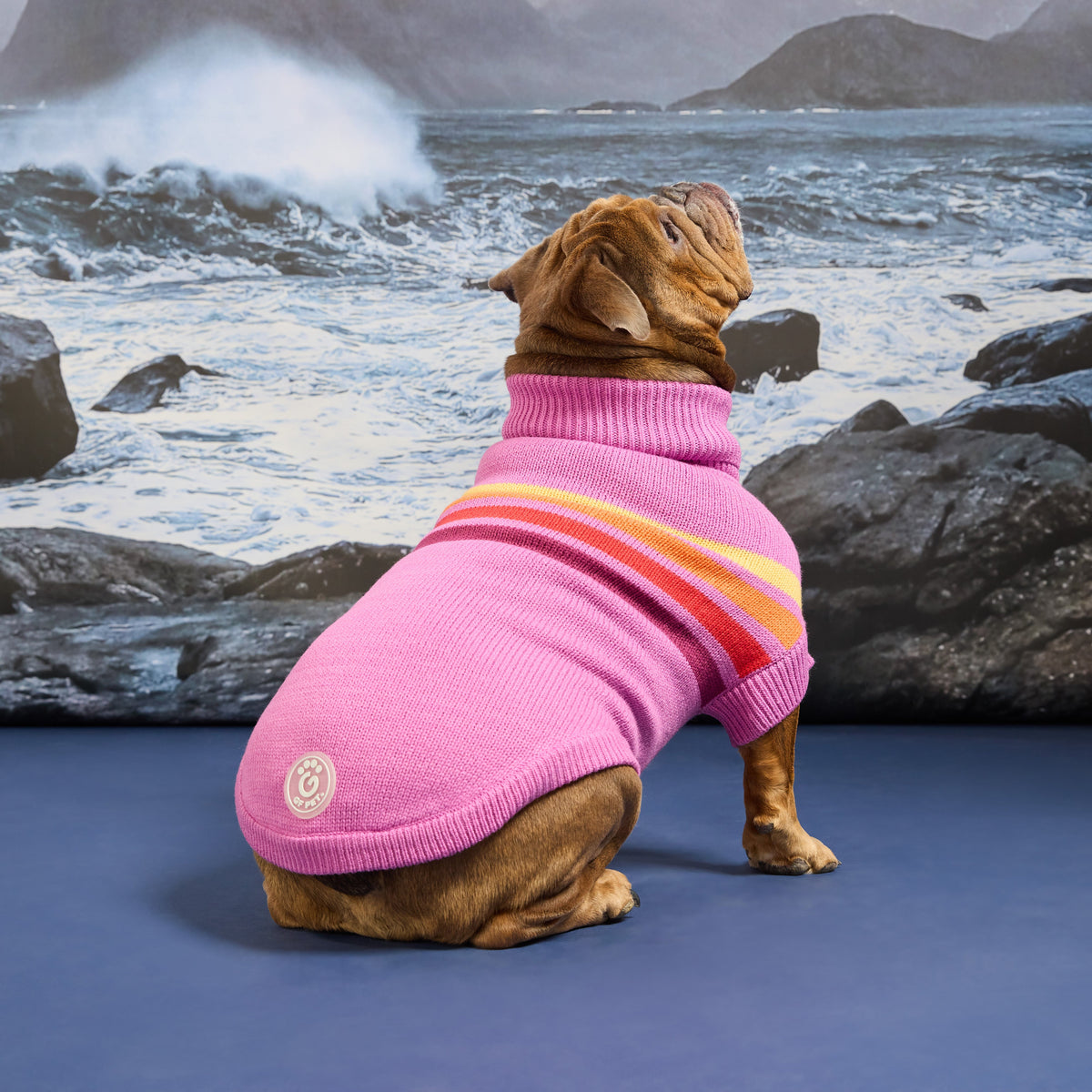 GF Pet Coastline Knit Striped Dog Sweater in Pinkwave