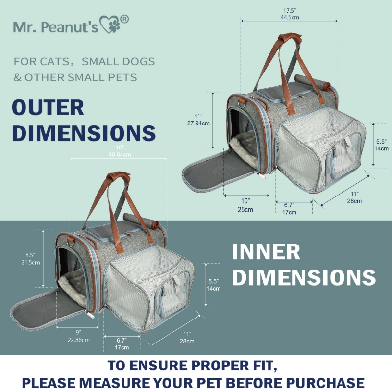 Mr. Peanuts Gold Series Standard Size Airline Compliant Expandable Pet Carrier