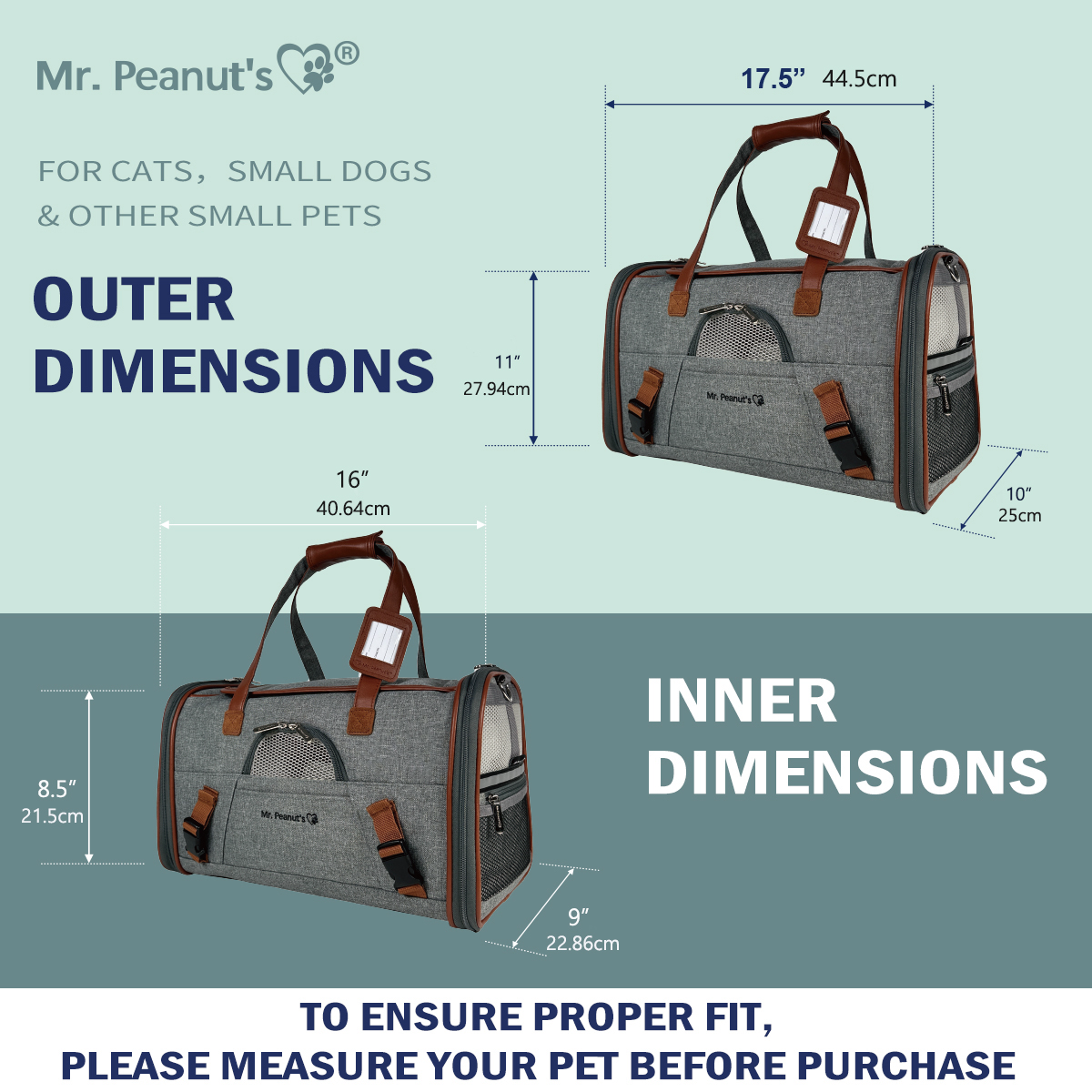 Mr. Peanuts Gold Series Standard Size Airline Compliant Pet Carrier | HT Animal Supply
