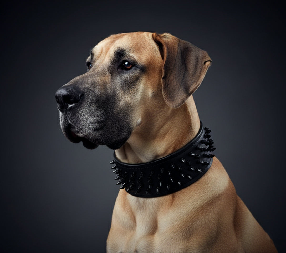 Bestia Dog Gear Genuine Leather Dog Collar - Black 