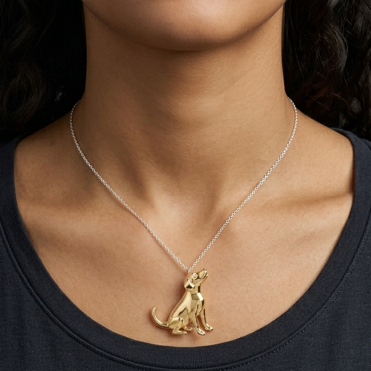 Howling Dog Necklace- Sterling Silver 18k Gold Plated