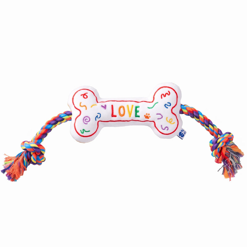 Pawty Love Bone Rainbow Plush Dog Toy