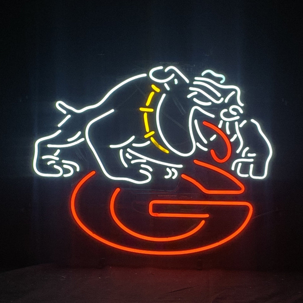 Georgia Bulldogs Football Logo Real Glass Neon Sign