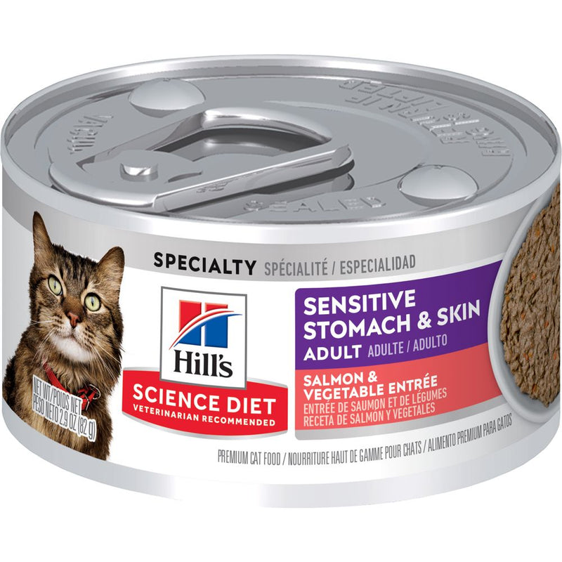 Hills Science Diet Adult Sensitive Stomach & Skin Salmon & Vegetable Entre Cat Food (2.9oz)